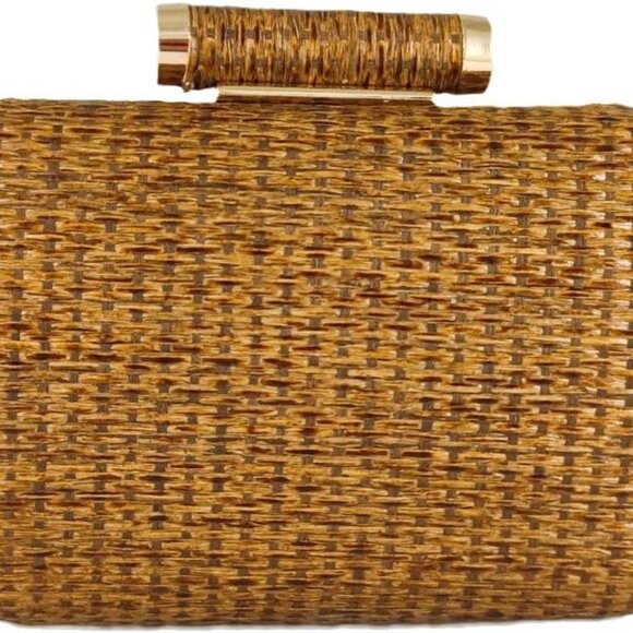 Straw Clutch Purse for Women Summer Beach Bag Wedding Hand-Woved Evening Handbag - Picture 1 of 8